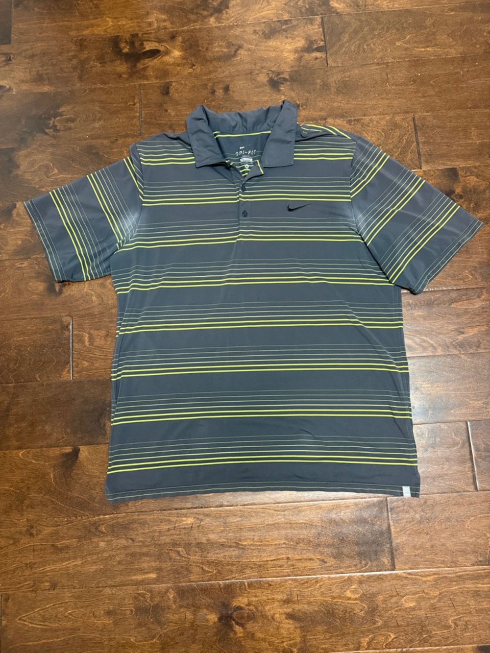 Nike Men’s Gray Polo with Lime Stripe Detail